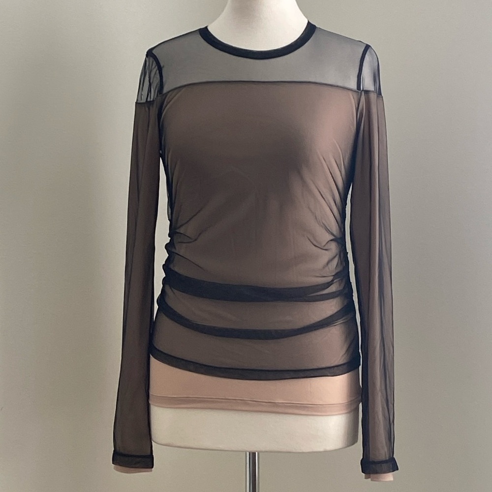 Helmut Lang Tulle Layered Long Sleeve Top Size Medium